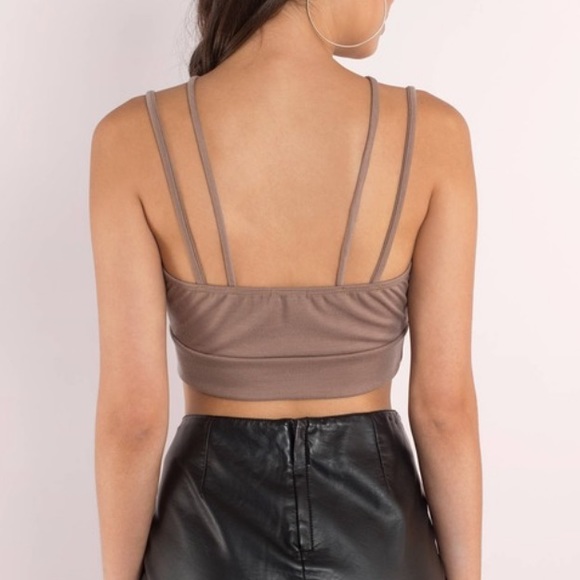 NWOT TOBI BROOKLYN STRAPPY CROP TOP BROWN KHAKI - Picture 2 of 6